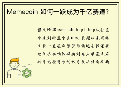 Memecoin 如何一跃成为千亿赛道？